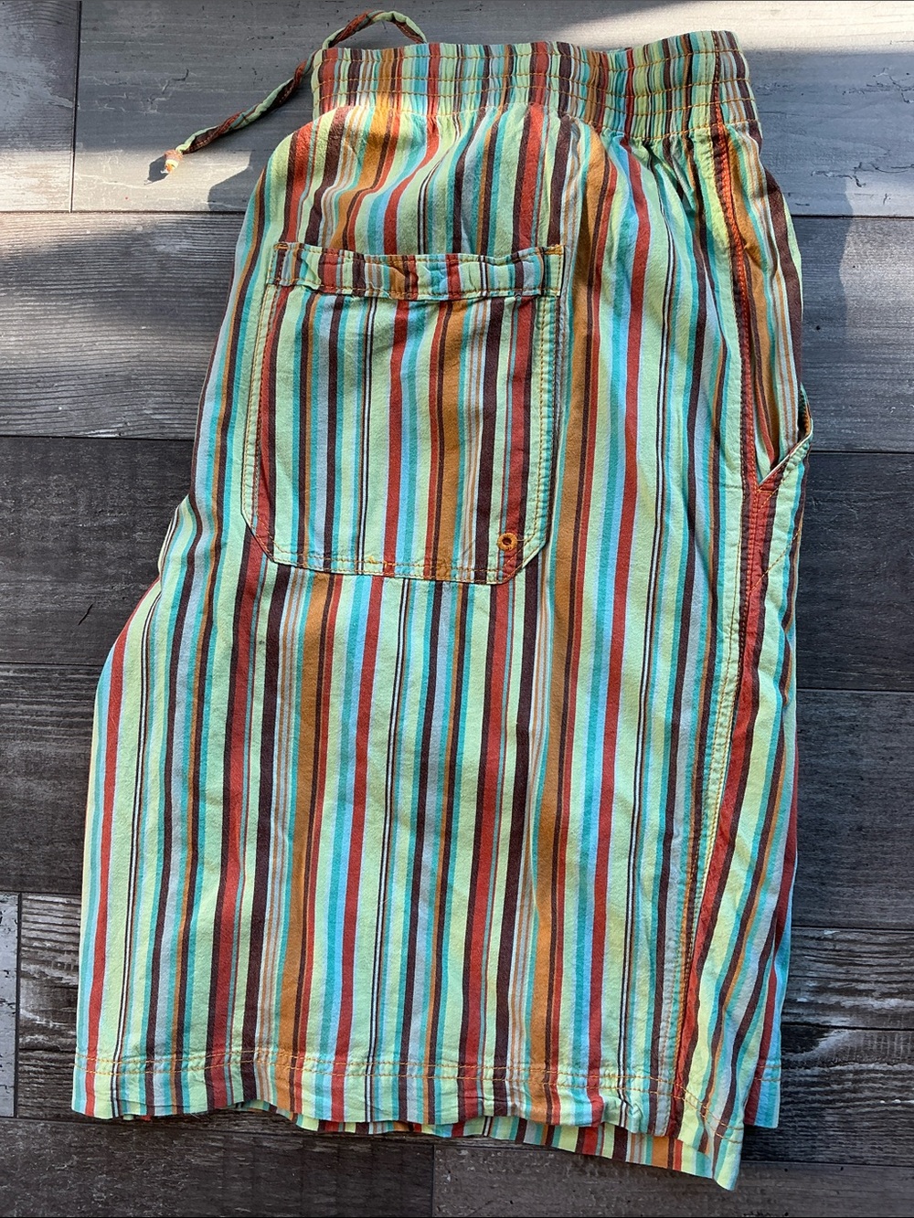 Ladies Bermuda Striped Drawstring Shorts - Multi-Color L - Picture 7 of 7